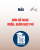 Mẫu Đơn đề nghị miễn, giảm học phí