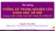 Bài giảng Thống kê trong nghiên cứu khoa học xã hội: Chương 5 - Nguyễn Công Nhựt